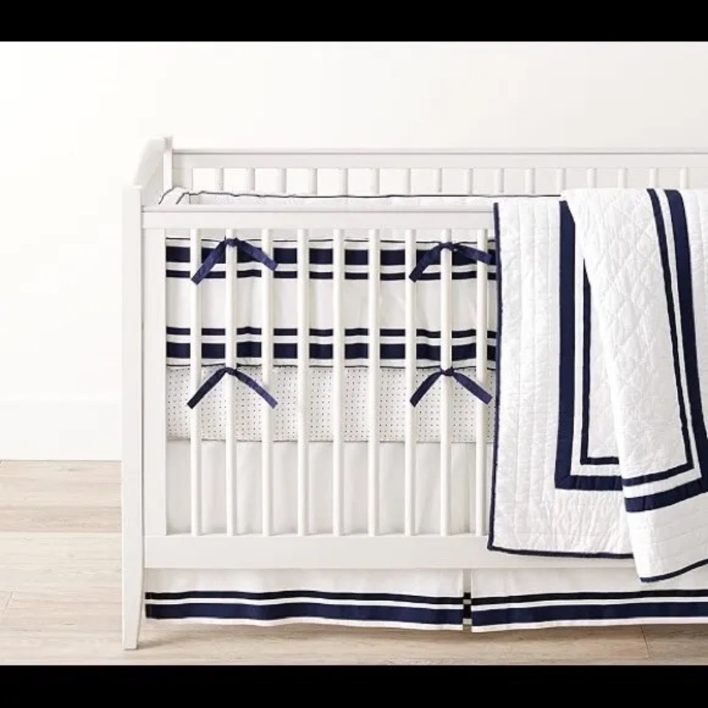 Pottery Barn Baby Harper Navy Stripe Bedding Bundle